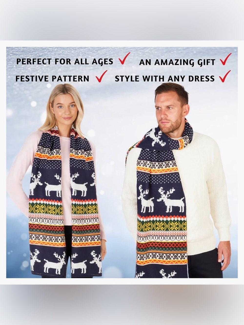 Reversible Scandinavian Winter Scarf (Women, Men, Children)